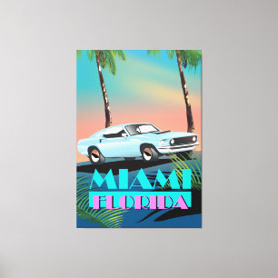 Miami Florida 1980s travel poster Canvas Print