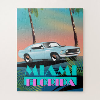 Miami Florida 1980s travel poster Jigsaw Puzzle