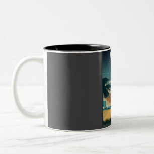Miami Florida at Night Vintage Minimal Retro Beach Two-Tone Coffee Mug