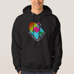 Miami Florida Beach Flamingo Surfing Sun And Sand Hoodie