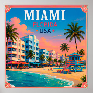 🌴 Miami Florida Beach Memory From South Beach 🌴 Poster
