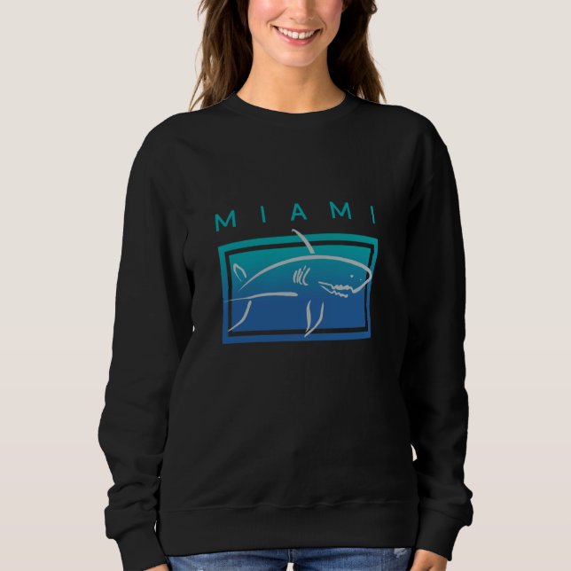 Miami Florida Beach Shark Graphic Sweatshirt (Front)