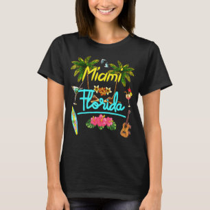 Miami Florida Beach Summer Palm Surf Sun Set Palm  T-Shirt
