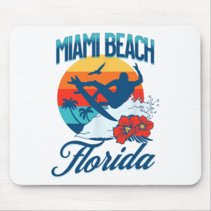 Miami Florida Beach Surf Summer Vacation Vintage F Mouse Mat