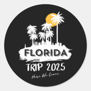 Miami Florida Beach Trip 2025 Here We Come Matchin Classic Round Sticker