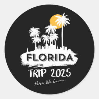Miami Florida Beach Trip 2025 Here We Come Matchin Classic Round Sticker