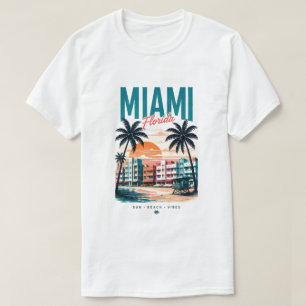 Miami Florida Beach Vacation Tropical Travel Desig T-Shirt