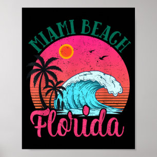 Miami Florida Beach Vintage Sunset Tropical Summer Poster