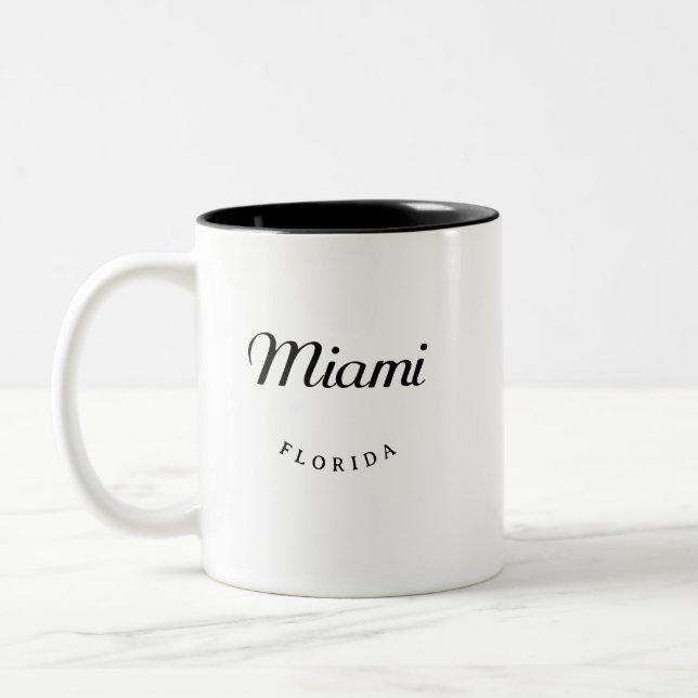 Miami Florida Black Font Two-Tone Coffee Mug (Left)