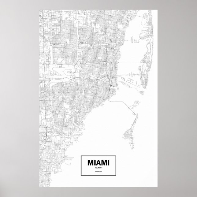 Miami, Florida (black on white) Poster (Front)
