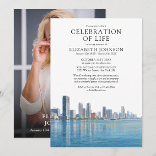 Miami Florida Celebration Of Life Funeral Photo Invitation