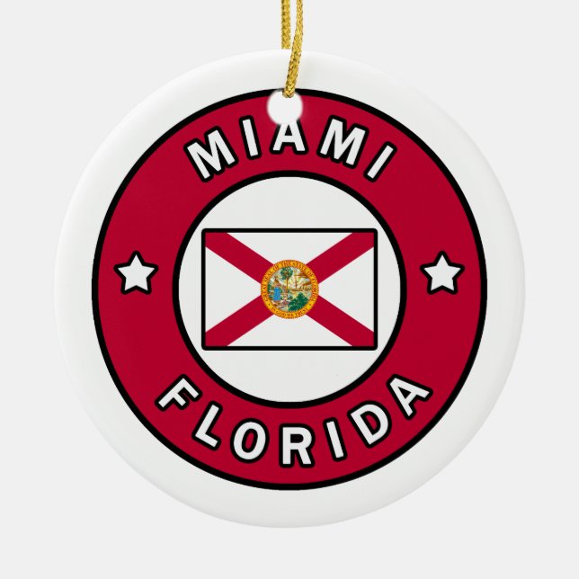 Miami Florida Ceramic Tree Decoration (Front)