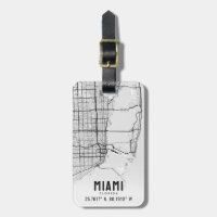 Miami, Florida City Map Topography Luggage Tag