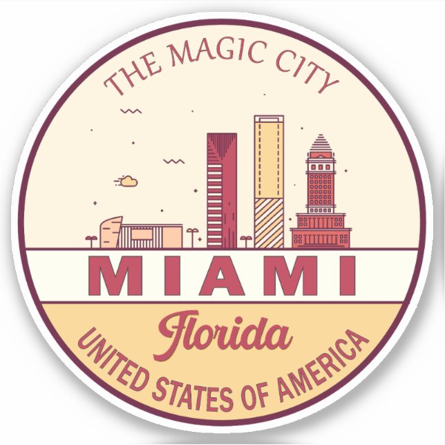 Miami Florida City Skyline Emblem (Front)
