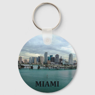 Miami Florida City Skyline Key Ring