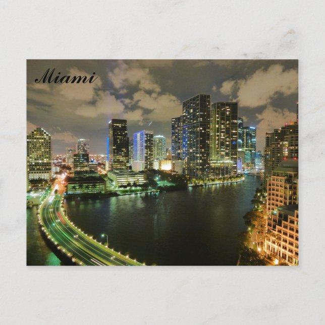 Miami Florida City Skyline Travel Postcard (Front)