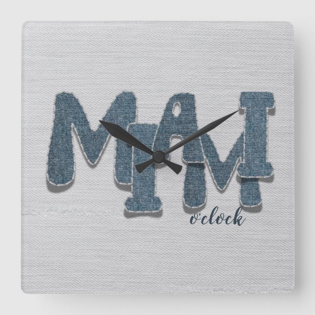 Miami Florida Denim Letter Wall Clock (Front)