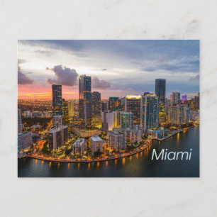 Miami, Florida Downtown Night View Postcard