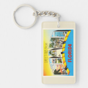 Miami Florida FL Old Vintage Travel Souvenir Key Ring