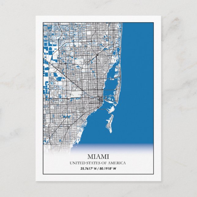 Miami Florida FL United States USA Travel City Map Postcard (Front)
