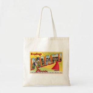 Miami Florida FL Vintage Large Letter Postcard Tote Bag