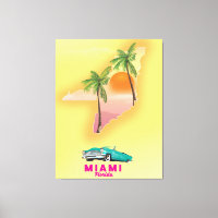 Miami Florida illustrated map poster