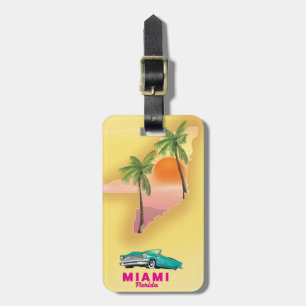 Miami Florida illustrated map poster Luggage Tag
