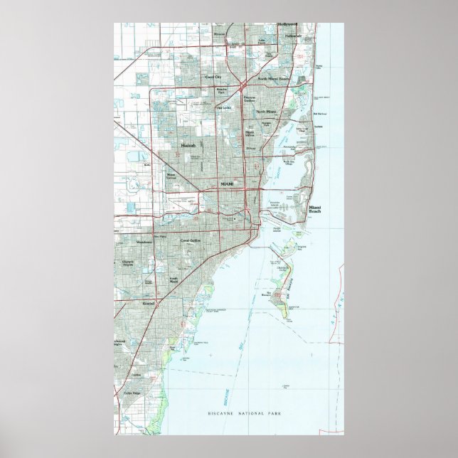 Miami Florida Map (1981) Poster (Front)