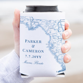 Miami Florida Map Elegant Wedding Favour Drink Can Cooler