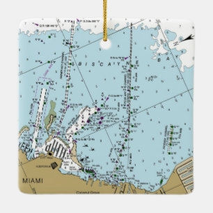 Miami Florida Nautical Chart Ceramic Ornament