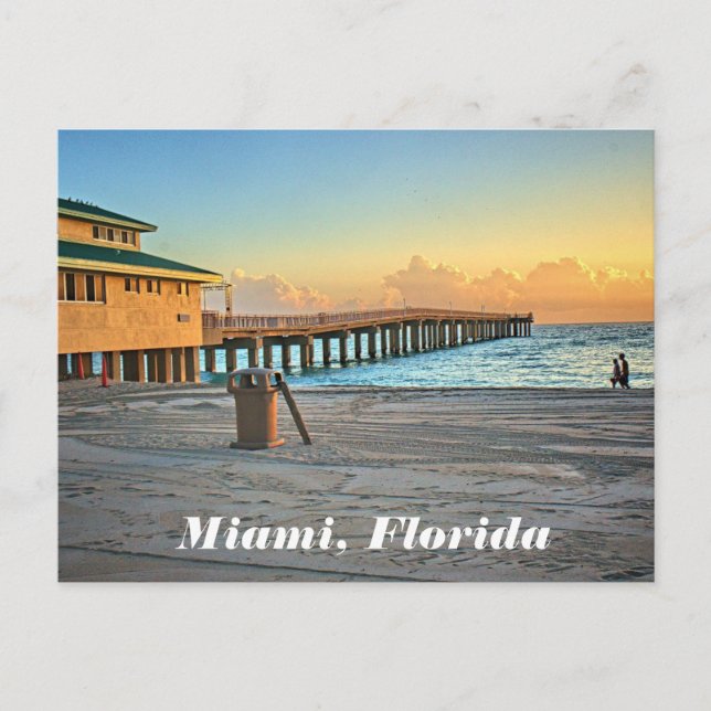 Miami Florida Newport Fishing Pier Postcard (Front)