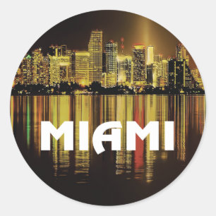 Miami Florida night lights photo Classic Round Sticker