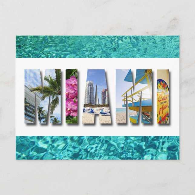 Miami Florida Ocean Beach Travel Photo Postcard (Front)