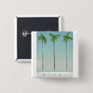 Miami, florida palm travel poster. 15 cm square badge