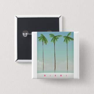 Miami, florida palm travel poster. 15 cm square badge