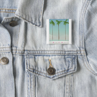 Miami, florida palm travel poster. 15 cm square badge