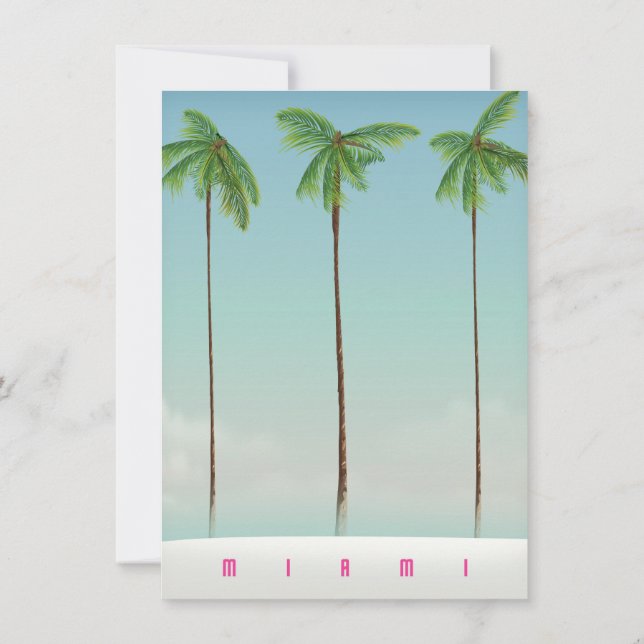 Miami, florida palm travel poster. invitation (Back)