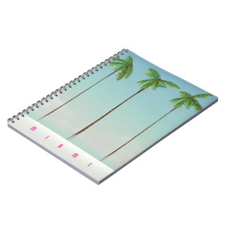 Miami, florida palm travel poster. notebook
