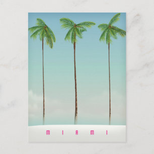 Miami, florida palm travel poster. postcard