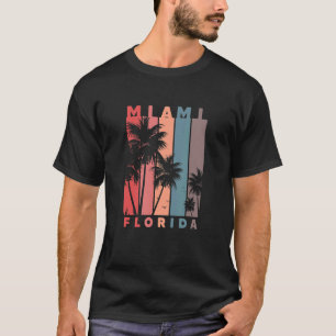 Miami Florida Palm Trees Beach Summer Vacation Ret T-Shirt