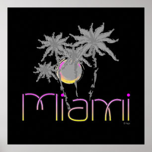 Miami, Florida Palms Modern Cool Poster