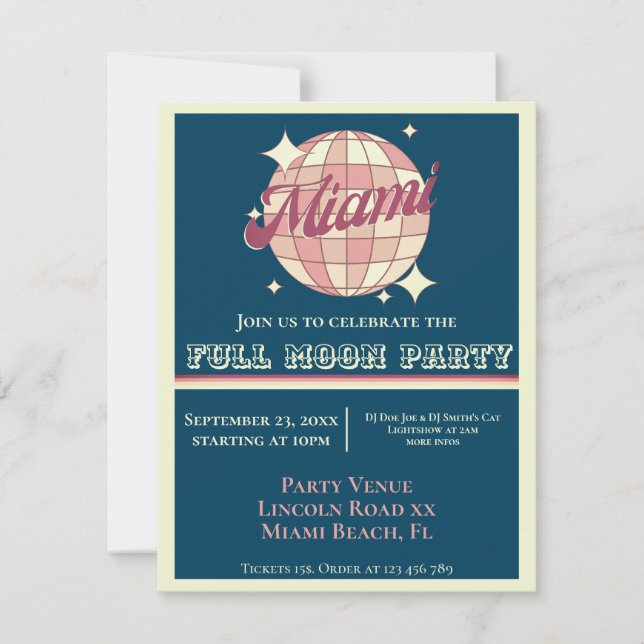Miami Florida party invite card digital Invitation (Front)