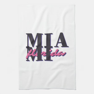 Miami Florida – Retro Bold Typography Graphic Tea Towel