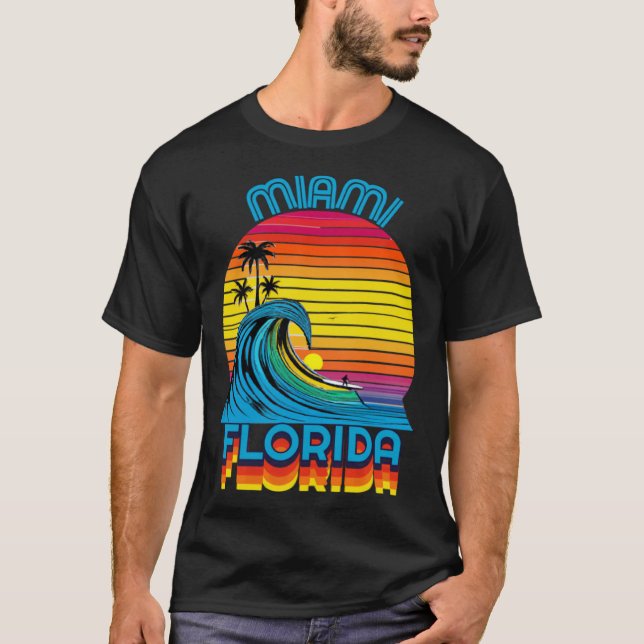Miami Florida Retro Throwback Surf & Beach Souveni T-Shirt (Front)