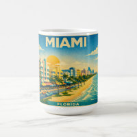 Miami Florida Retro Travel Poster Coffee Mug