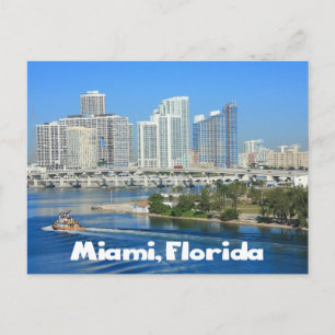 Miami Florida Skyline and Harbour - USA Postcard