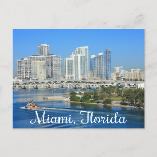 Miami Florida Skyline and Harbour - USA Postcard
