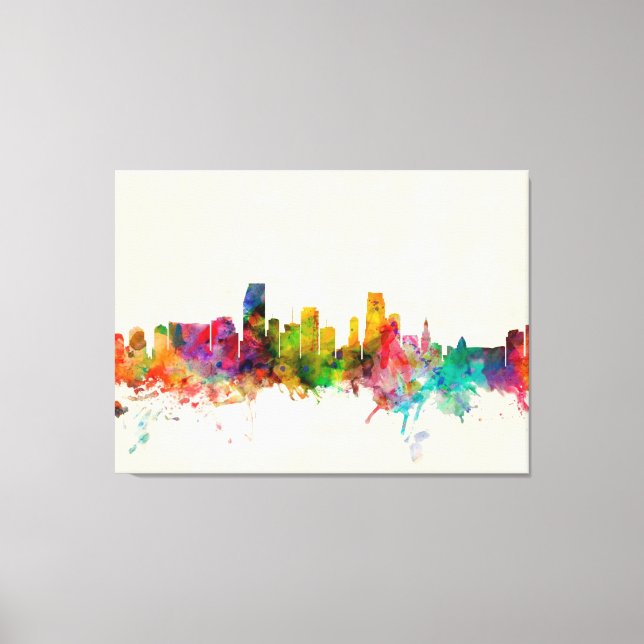 Miami Florida Skyline Cityscape Canvas Print (Front)