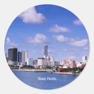 Miami, Florida Skyline Classic Round Sticker