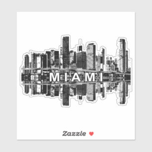 Miami, Florida skyline in black ink